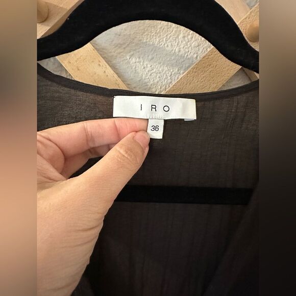 IRO Folula Shirred Georgette Mini Dress in Black - Picture 4 of 11